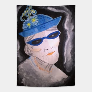 Old Lady with Hat Tapestry