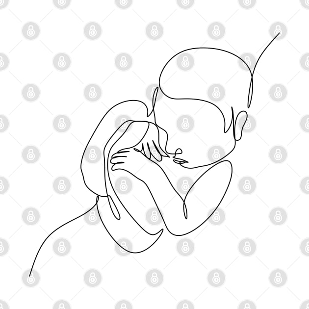 Newborn one  line art. Line drawing baby . Baby sleeping by OneLinePrint