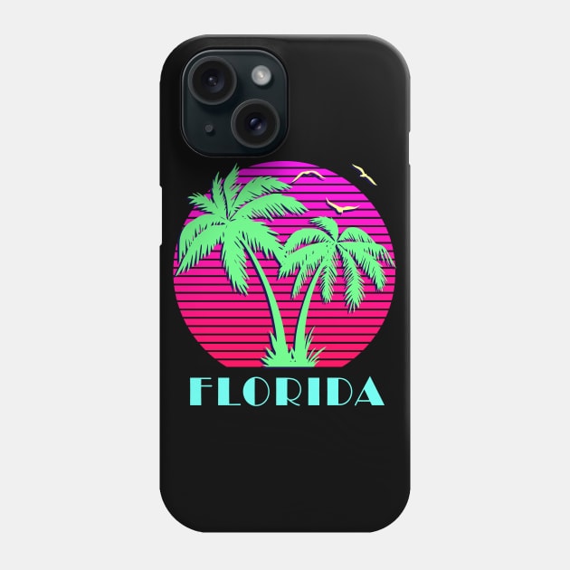 Florida Palm Trees Sunset Phone Case by Nerd_art