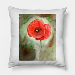 Poppy Fine Art Painting Pillow