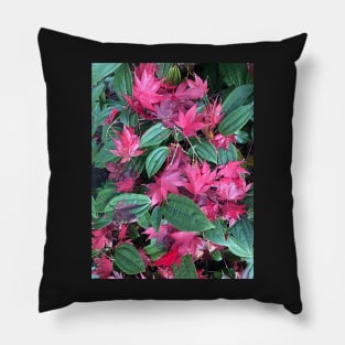 Red and Green Joyous Christmas of the Forest Floor Pillow