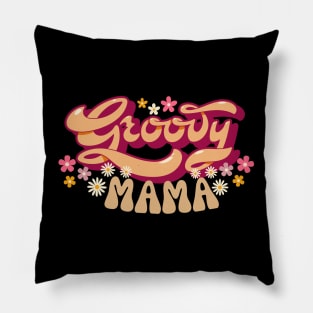 Funny Groovy Mama, Young, Cool, Hippie, Best Mom Mother's Day Humor Pillow