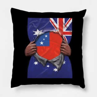 Samoa Flag Australian Flag Ripped - Gift for Samoan From Samoa Pillow