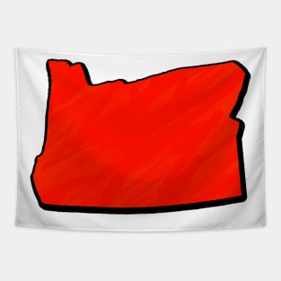 Bright Red Oregon Outline Tapestry