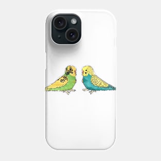 Budgie - recessive pied and greywing in green line Phone Case