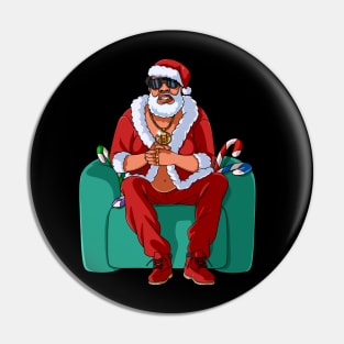 Black Santa Claus Gangster Christmas Pin