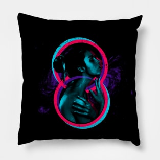 Artistic 80s Retro Style girl Design Pillow