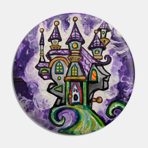 Halloween Haunted Night Castle Painting Pin by Art by Deborah Camp