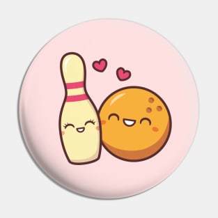 Cute Lovestruck Bowling Pin and Ball Pin