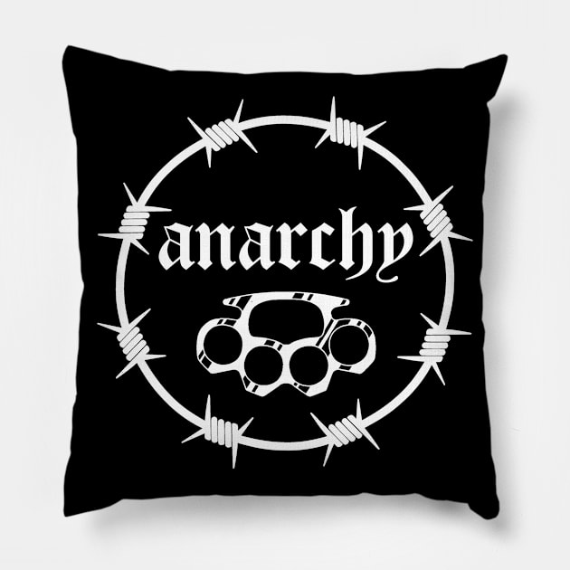 Anarchy Brass knuckles (white) Pillow by Smurnov