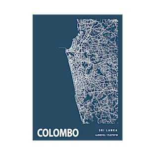 Colombo Blueprint Street Map, Colombo Colour Map Prints T-Shirt