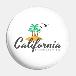 Surf and beach in California on a t-shirt Pin