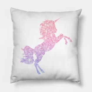 Pastel Pink Purple Ombre Faux Glitter Unicorn Pillow