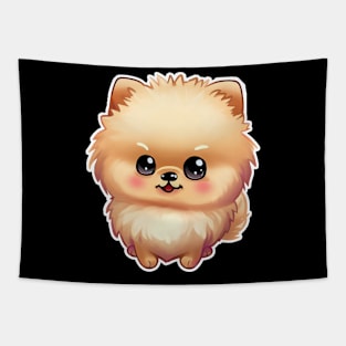 cute pomeranian dog pet portrait cartoon vector illustration Tapestry