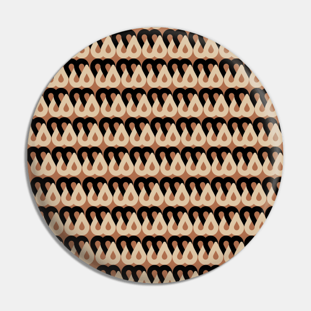 Terracotta Retro Pattern Pin by JuncaArtPrints