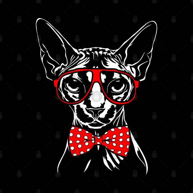 Canadian Sphynx cat with glasses by wilsigns