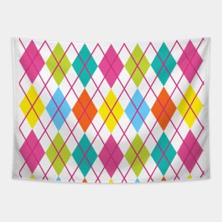 Punk Rock Argyle Print Pattern Lime Magenta Yellow Teal Tapestry