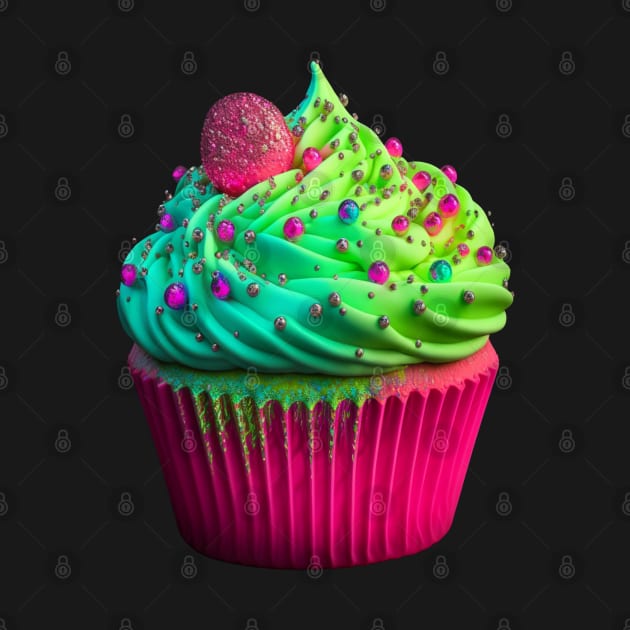 Neon Pink Cupcake by mw1designsart