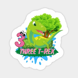 Dinosaur birthday, three rex, third birthday boy Magnet