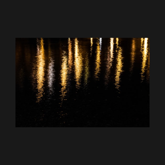 Abstract night lights sea shiny gold black Photo of glistening shiny water by PLdesign