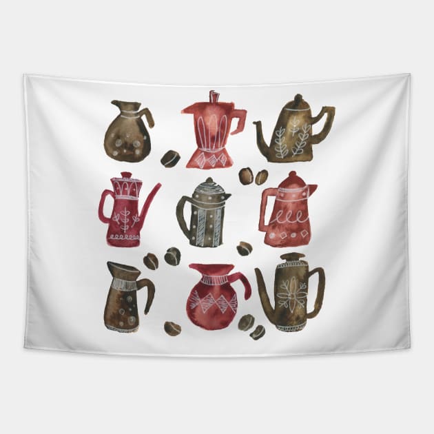 Coffee Pots Tapestry by EmilyRCarrier