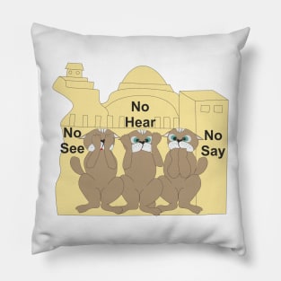 no see no hear no say three cats Pillow