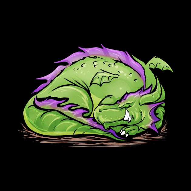 Sleeping Green Dragon Drawing by SinBle