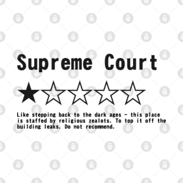 Supreme Court Review, One Star, do not recommend. Pro choice, save Roe vs Wade. by VisualsbyFranzi