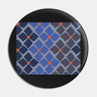 Blue and Orange Floral Zig Zag Pin