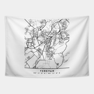 YEREVAN ARMENIA BLACK CITY STREET MAP ART Tapestry