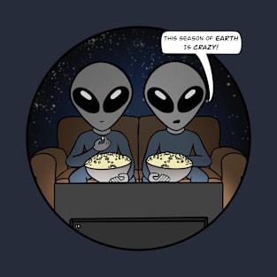 Gray Aliens Watching Earth on TV - Version 2 T-Shirt