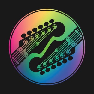 Electric Guitar Headstock Circle Colorful Gradient Theme T-Shirt