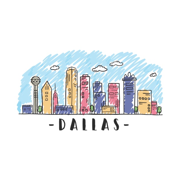 Dallas Watercolor Skyline by LR_Collections