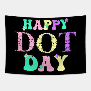 Happy Dot Day Hippie Flowers Retro Groovy Teacher Tapestry