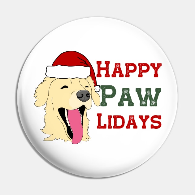 Golden Retriever Happy Holidays Pin by Punderstandable