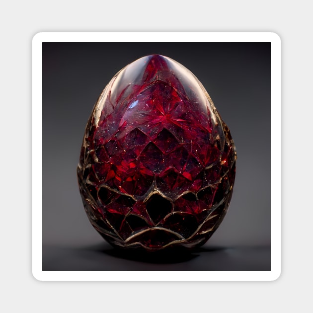 Ruby Dragon Egg Magnet by Happy Woofmas