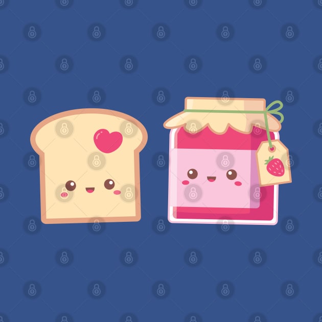 Spread Love, Cute Bread Toast and Strawberry Jam by rustydoodle