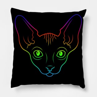 Rainbow sphynx cat Pillow