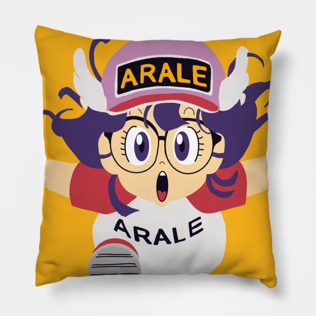 Arale chan running Pillow by Chill Studio