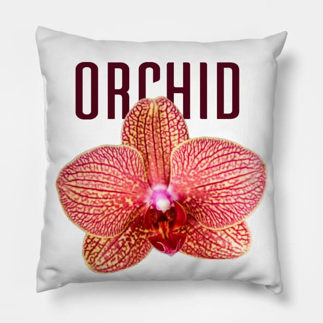 Yellow Orchid with Red Veins with Text Pillow by ArtMorfic