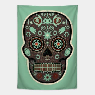 Cráneo de Café Mexican Sugar Skull Tapestry