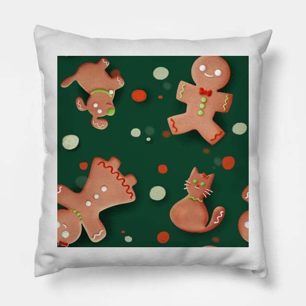 Gingerbread shaped family for Christmas stuff Pillow by Sgrel-art