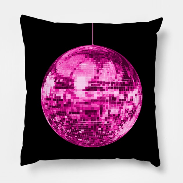 Pink Vintage Sparkling Shiny Disco Ball Pillow by Art by Deborah Camp