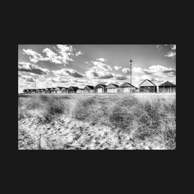 Chapel St Leonards Beach Huts, Black And White by tommysphotos