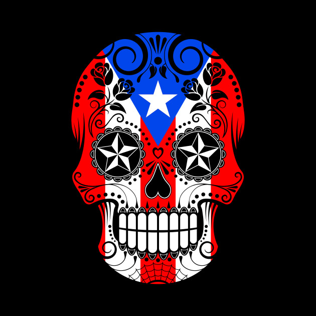 Puerto Rican Flag Sugar Skull With Roses Puerto Rico Phone