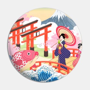 Geisha on Bridge Pin