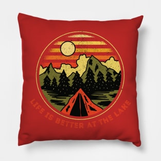 Life is Better at the Lake and Hiking, camping Gift for forest lover Pillow
