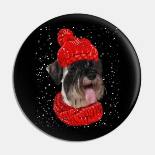 Standard Poodles Wearing Red Hat And Scarf Christmas Pin