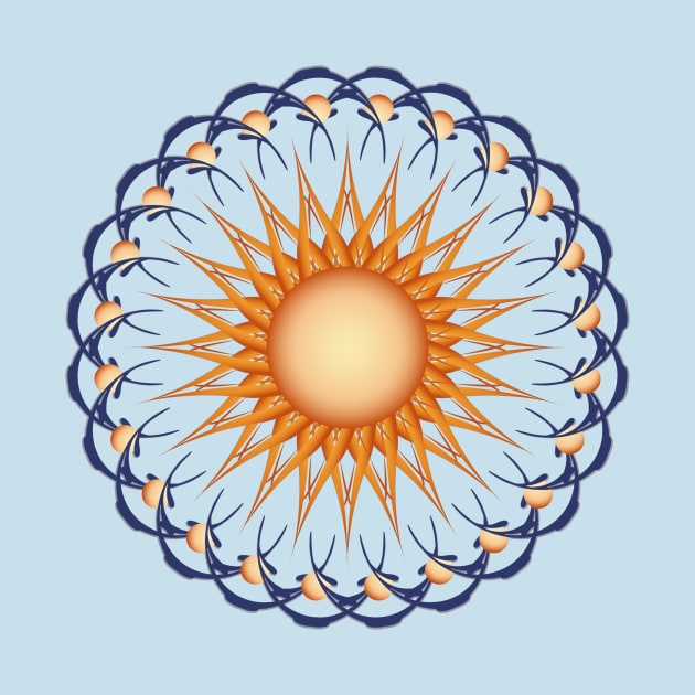 Sun with Moons Celestial Mandala Minimalist Art by GulfGal