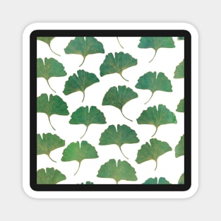 Green and gold Ginkgo leaves watercolor print. Exotic leafy pattern Magnet